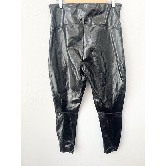 SPANX Shape Faux Leather Patent High Rise Leggings Black  Slimming Size 1X - Picture 6 of 9